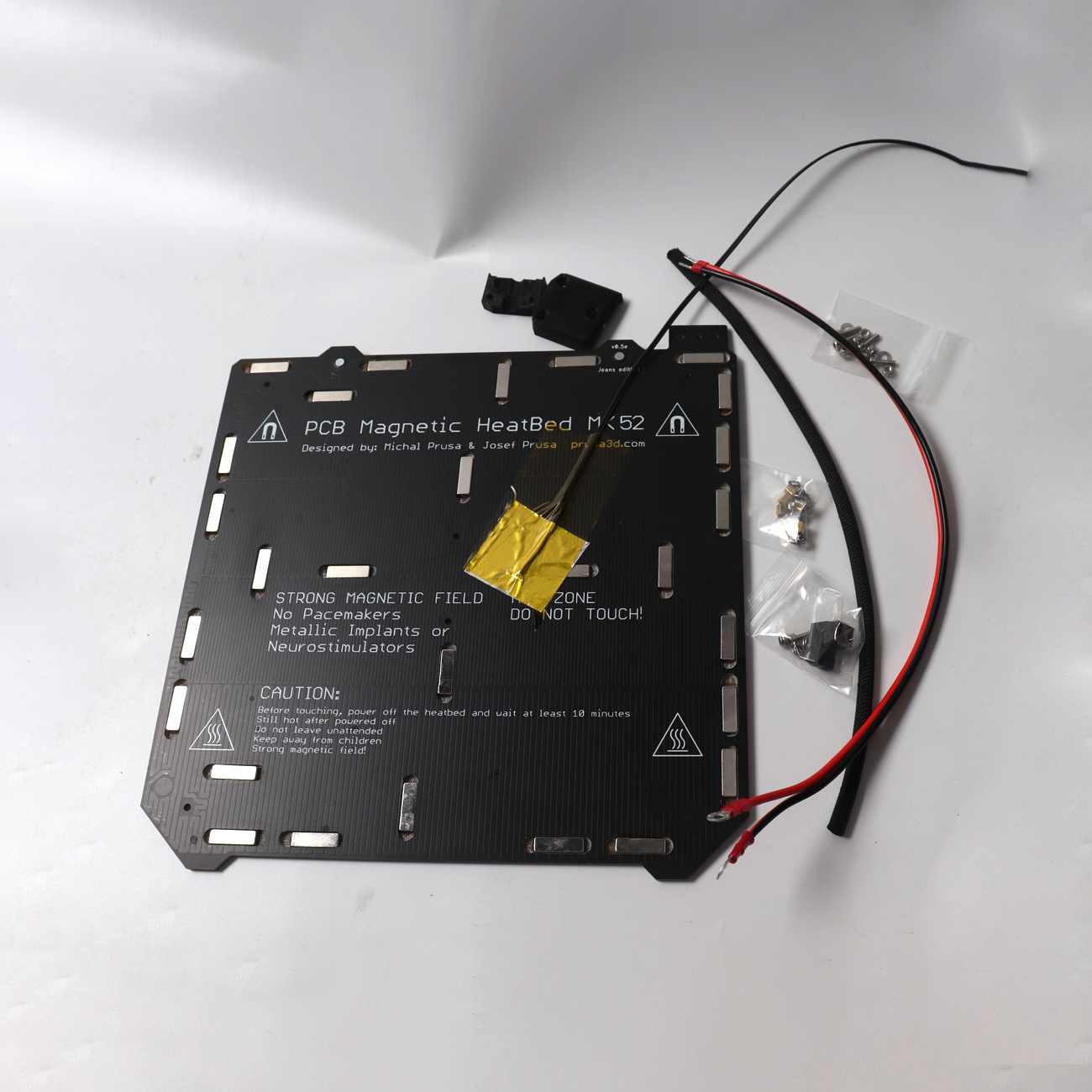 Yazıcı Malzemeleri Prusa i3 Mk2.5s 3D Yazıcı Mk52 Isıtmalı Yatak 12V Montajlı PEI N38SH MAGNETLER GÜÇ KABLO TERMISTOR Tekstil Kılıf MK2.5 Isı yatağı