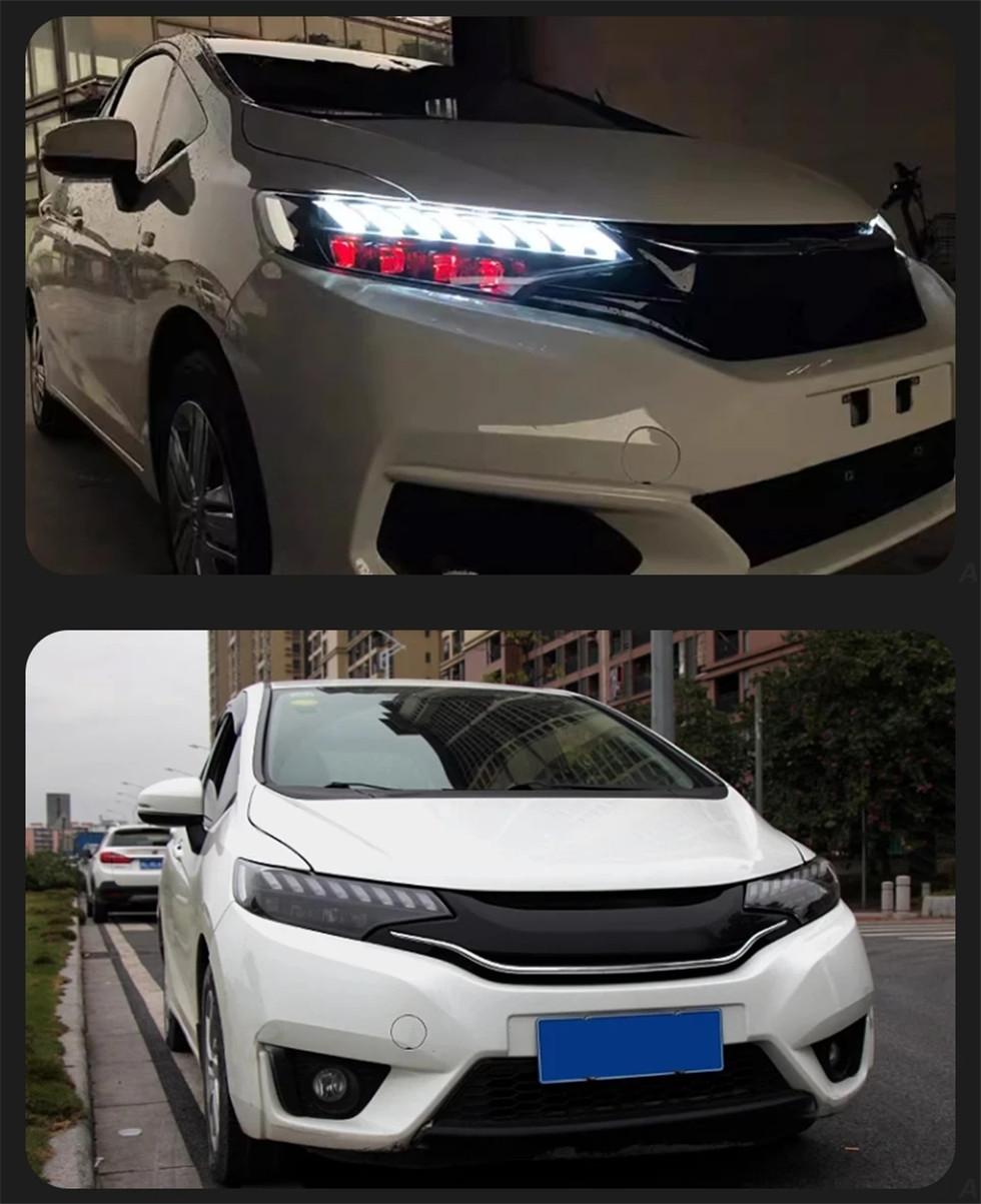 Honda Fit Jazz 2014-20의 LED 헤드 라이트 20 Red Evil Eye HID BI Xenon 전면 헤드 라이트 교체 DRL 주간 조명