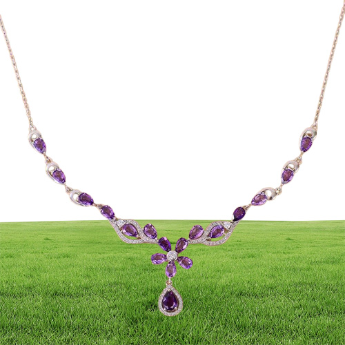 Elegant Amethyst -halsband för kvällsfest Natural Amethyst Necklace Pendant Solid 925 Silver Gemstone Wedding Necklace Pendant6771960