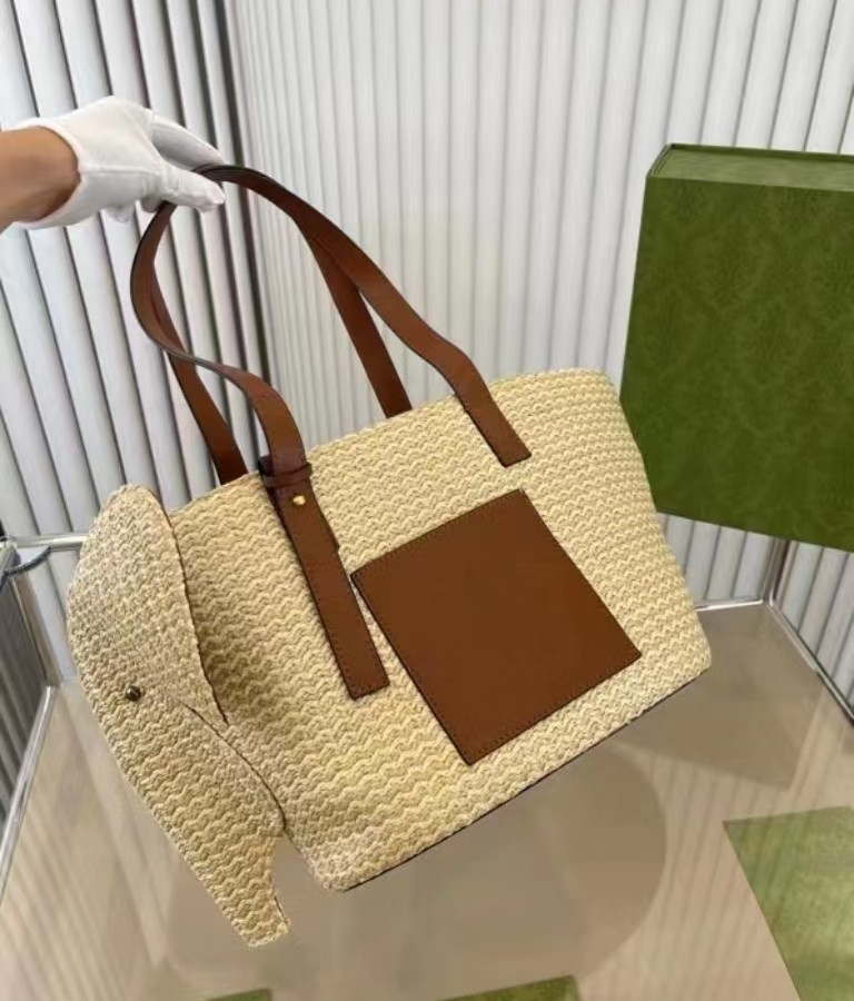 Bolsa de praia Rattan casual de grande capacidade Designer de sacola de vime Tote bolsa de moda Bolsa Bali Bali Salto Bolsa de Viagem Feminina Grande Bolsa de Cesto