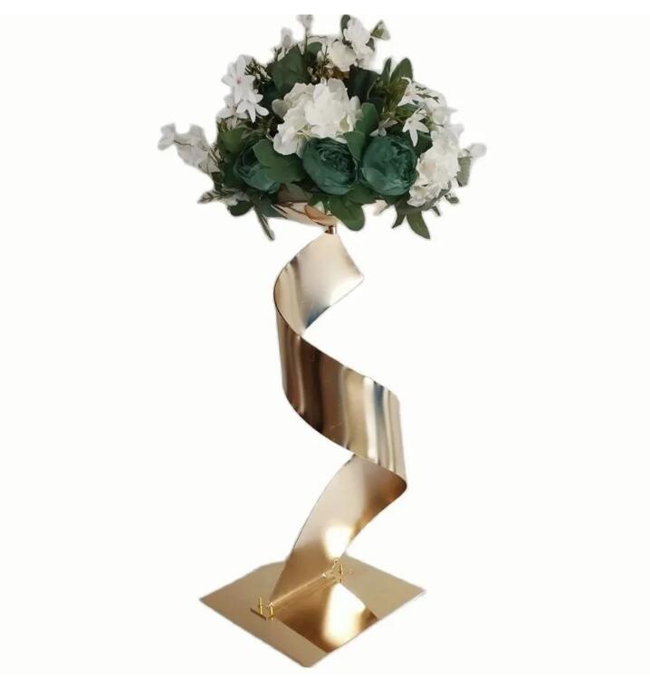 Gold Flower Road Lead Metal Wedding Table Centerpieces Flower Stand Flower Vase Event Party Home Hotel Decoration