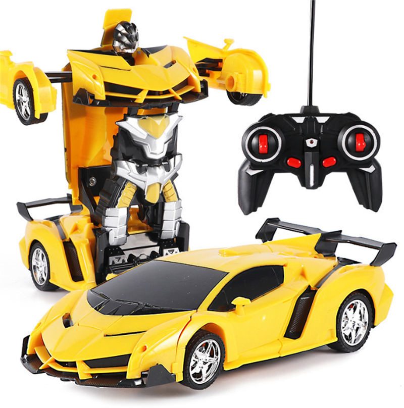 トップ変換ロボットカーリモートコントロールRCカー360度回転クールなLEDバトルロボット