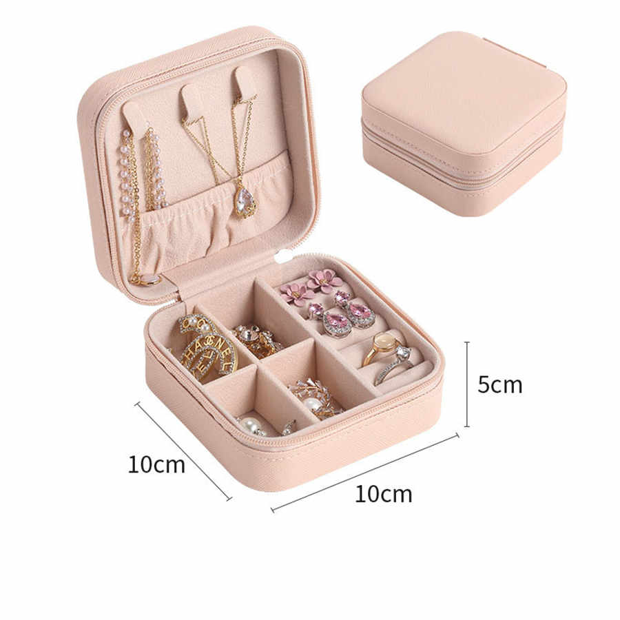 Petite boîte à bijoux carrée de voyage, organisateur de bijoux Portable pour boucles d'oreilles et colliers, coffret cadeau