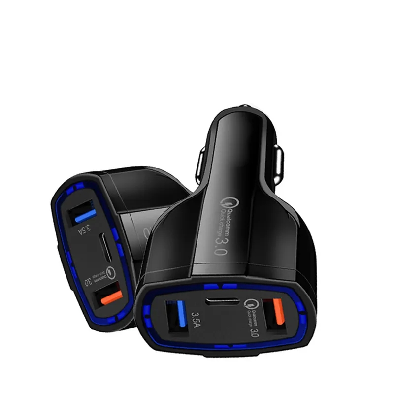 Chargeur de voiture 35W PD Type C Ports USB Chargeur rapide Adaptateur automatique 7A Charge rapide pour le nouveau téléphone iPhone Samsung Android avec boîte de vente au détail