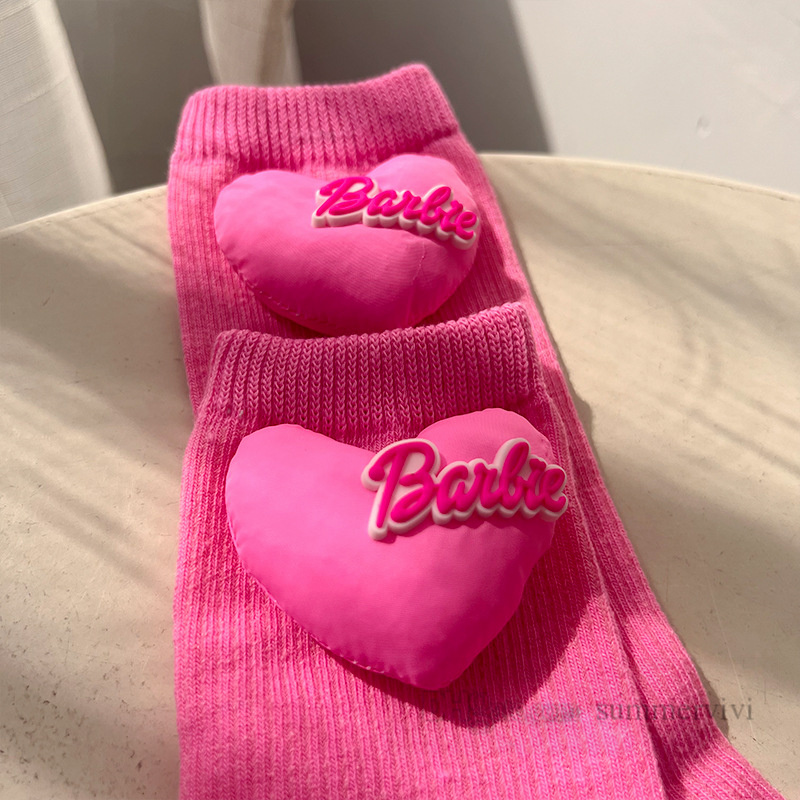 INS Kinderen dopamine kleur barbie sokken meisjes vlinder brief liefde hart applique sok herfst wit kinderen katoen gebreide sox Z5306