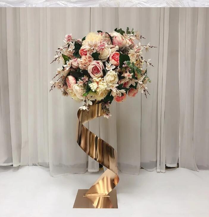 Gold Flower Road Lead Metal Wedding Table Centerpieces Flower Stand Flower Vase Event Party Home Hotel Decoration