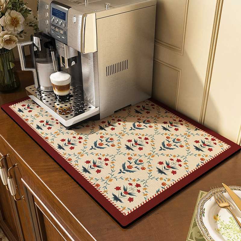 New Drain Pad Kitchen Dish Drying Mat Rugs Absorbent Drainer Mat Kitchen Sink Mat Cup Bottle Rug Tableware Dinnerware Placemat