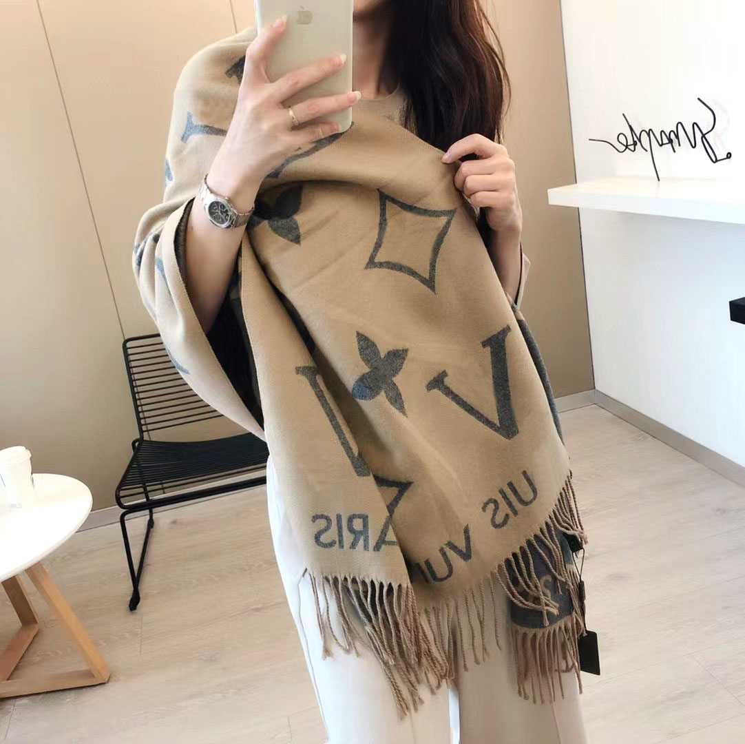 2023 Brand designer scarf Luxury V Scarf Cashmere Thick Shawl Women Long Winter Wram Pashmina Long Wraps Hijab with Tassel 180X70CM 