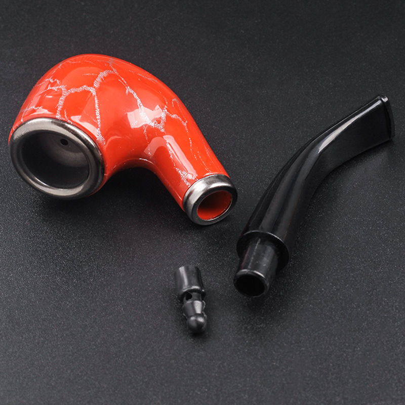 Smoking Pipes Resin bakelite pipe, old-fashioned filtering iron pot, marble pattern entry-level pipe