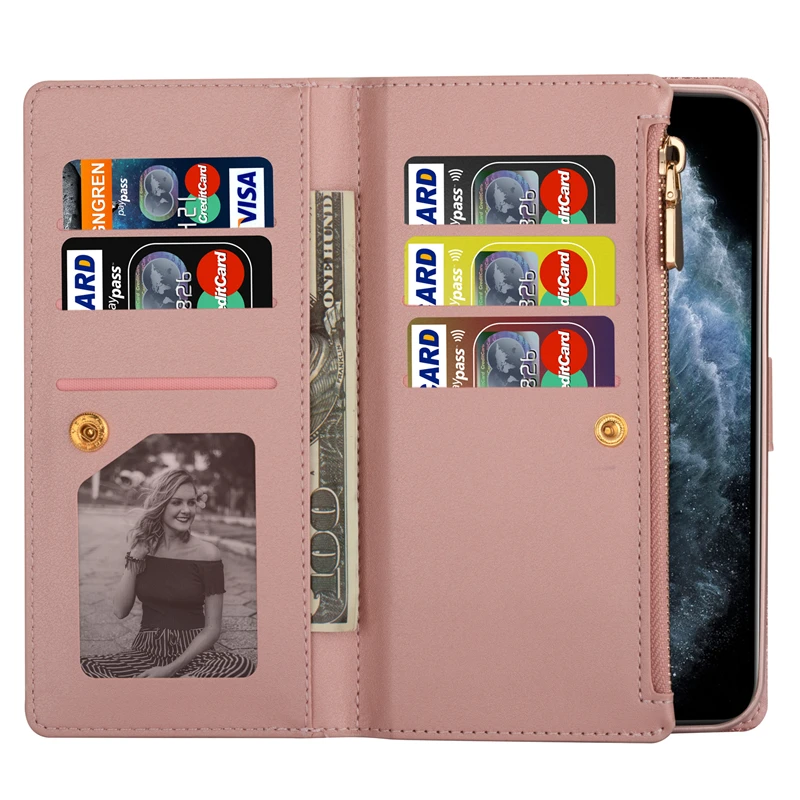 Étui portefeuille de luxe en cuir à paillettes pour Xiaomi Redmi Note 12 4G 12 10 11 Pro Plus 11E 11T 10S 9S 8 11SE, avec porte-cartes et béquille