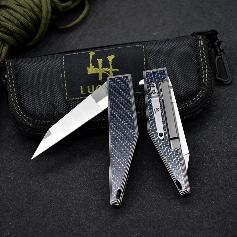 New Arrival A1897 High End Flipper Folding Knife 100% Real M390 Satin Blade Titanium Alloy/Carbon Fiber Handle Ball Bearing Fast Open EDC Pocket Knives