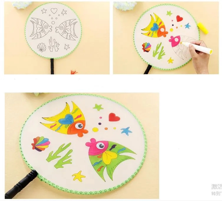 24cm DIY Blank White Silk Hand fãs estudantes crianças mãos pintando programas de belas artes do palácio chinês Round Fan Dh86