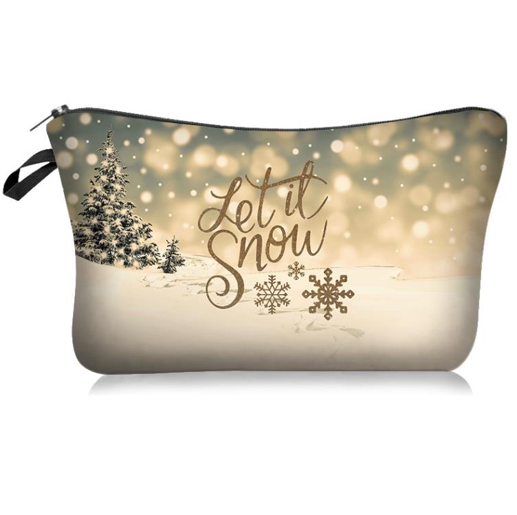 Julekorationer Nyårsgåvor God jul Santa Snowman Printing Cosmetic Bag Multifunktionell lagring Makeup Väskor Handväska SN4511