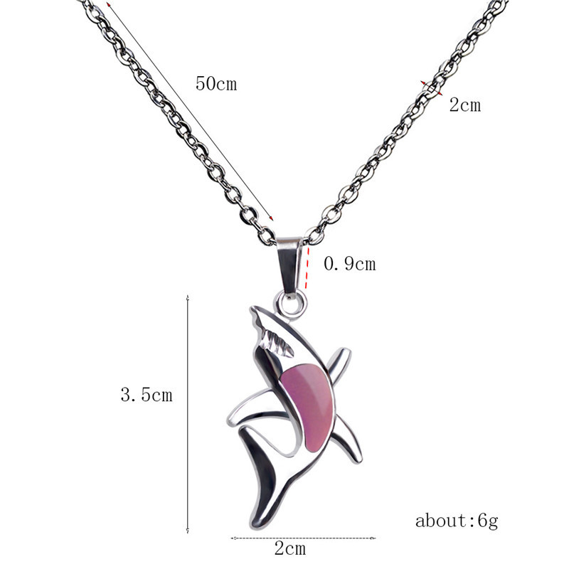 Trendy Hiphop Designer Jewelry Stainless Steel Thermochromic Shark Pendant Necklace for Man South American Fashion Alochroic Silver Chain Mens Necklace Gift