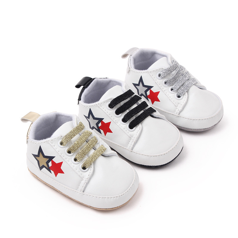 First Walkers Newborn Baby Boy Girl Shoes Infant Toddler Casual Sneakers PU Letter Anti-slip Cotton Sole Crawl Crib Shoes