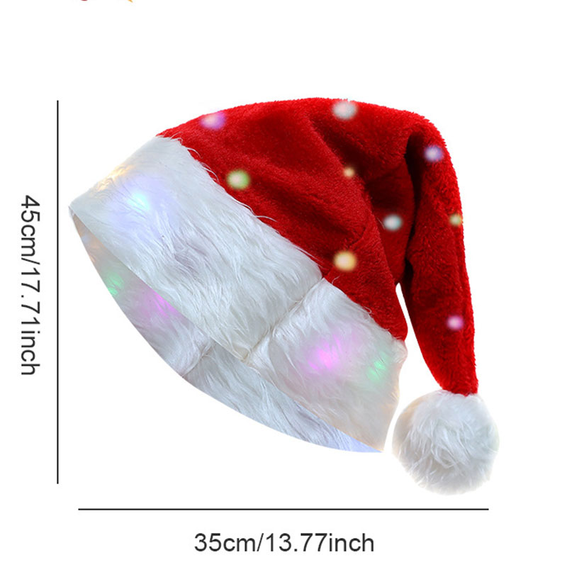 Julhatt Färgglada LED -lampor Plush Santa Hat Light Up Velvet Comfort Xmas Hats Party Supplies Hz0076