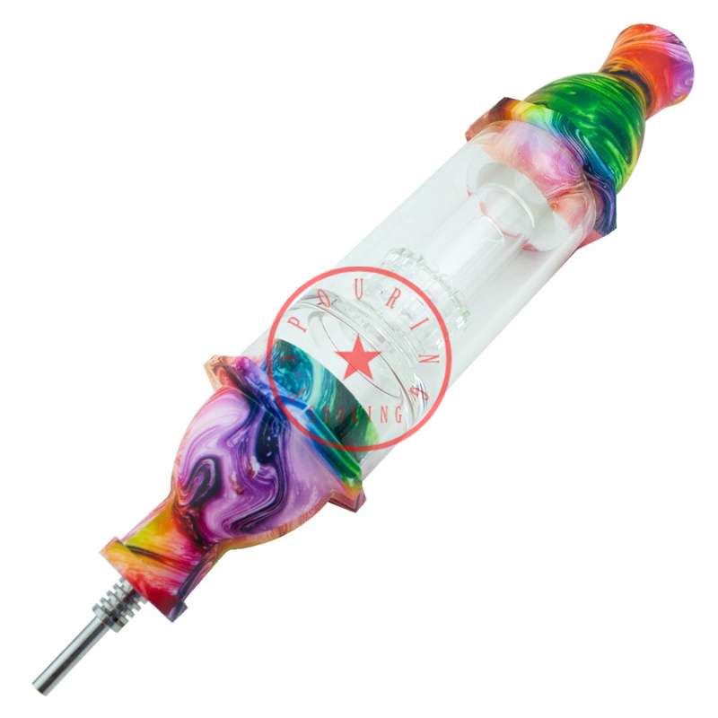 COOL Colorful Smoking Silicone Hookah Bong Pipes Portable Removable Herb Tobacco Filter Waterpipe Bubbler Oil Rigs 10MM Metal Tip Nails Straw Cigarette Holder