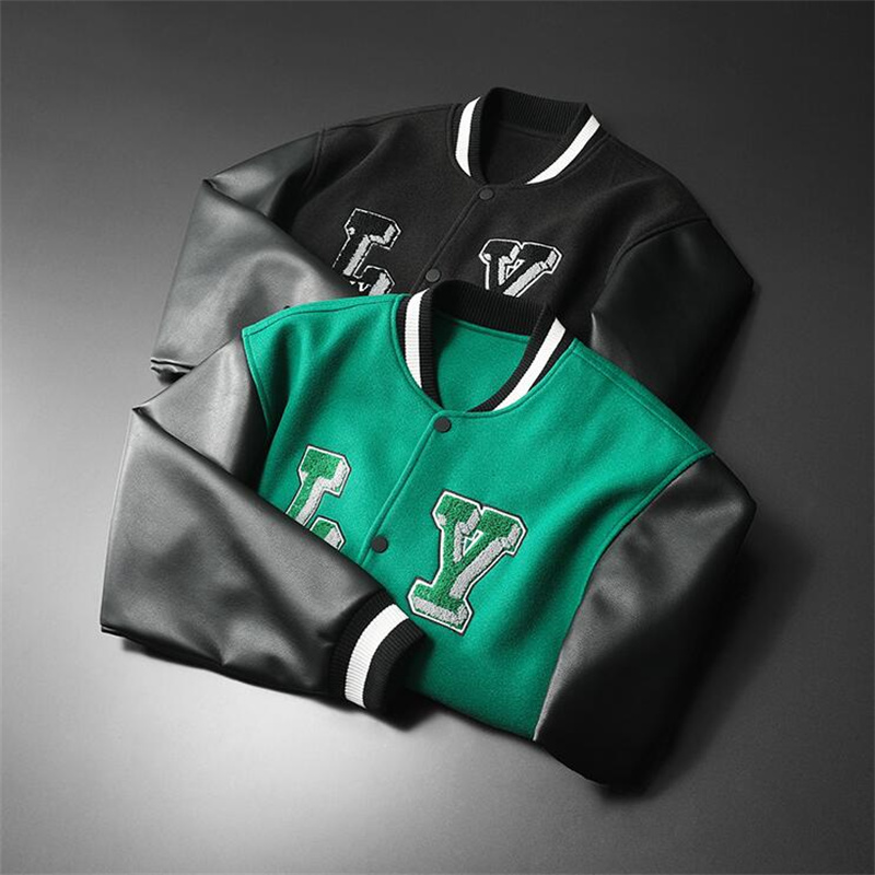 2023ss Luxe Herenjassen Modemerk Heren Dames Jas Vintage Losse Lange Mouw Groen Baseball Heren Hiphop Herfst Varsity Casual Warme Bomberkleding