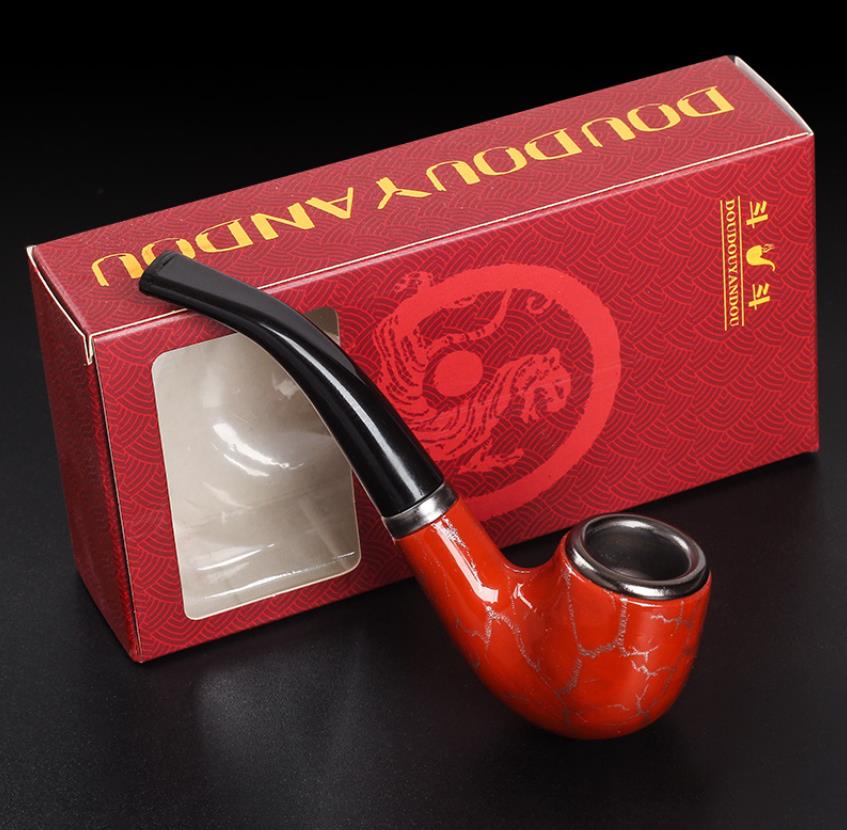 Smoking Pipes Resin bakelite pipe, old-fashioned filtering iron pot, marble pattern entry-level pipe