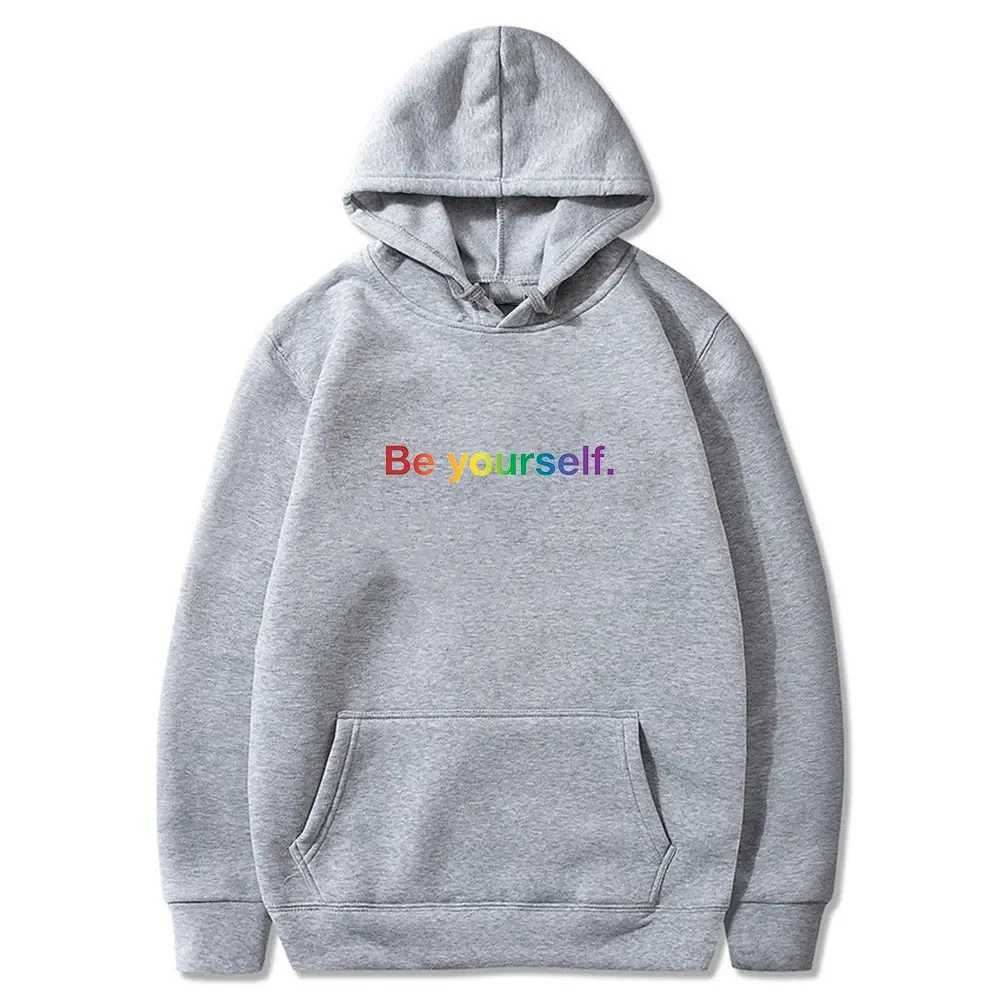 Men's Hoodies Sweatshirts LGBT Be Yourself Hoodie Unisex Long Sleeve Streetwear Women Men Hooded Sweatshirt Love is Fashion Clothes O9CV