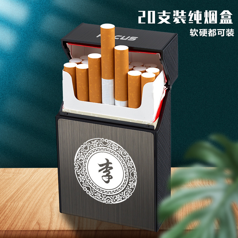 Rookpijpen 20 Pack heren sigarettenkoffer, zachte en harde, universele draagbare flip plastic metalen sigarettenkoffer