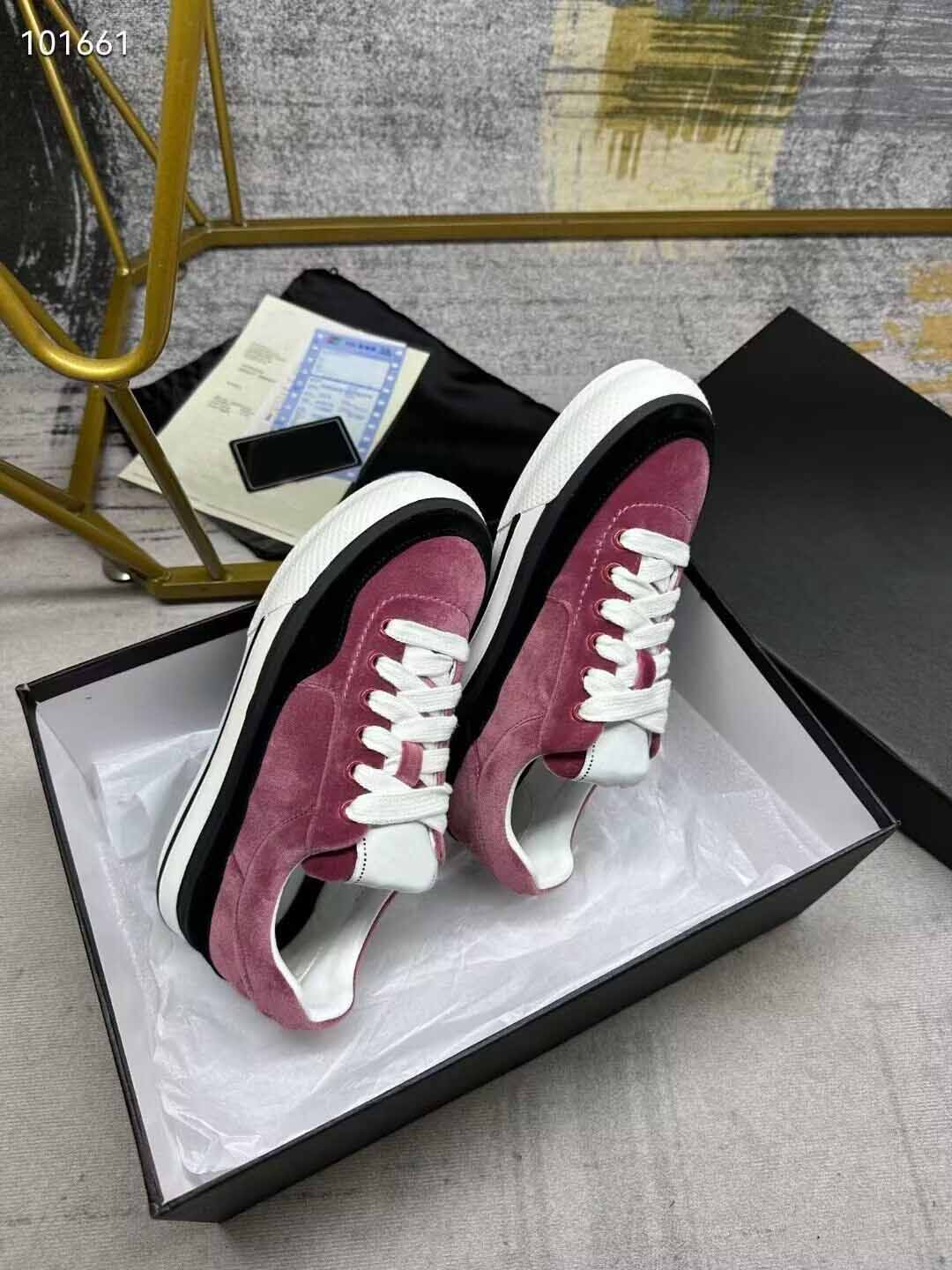 Casual Shoes Womens Shoes Designer Travel Leather Lace-Up Sneaker Fashion Lady Running Trainers Letters Woman Shoe Platform Sneakers Stor storlek 35-41-42 med låda