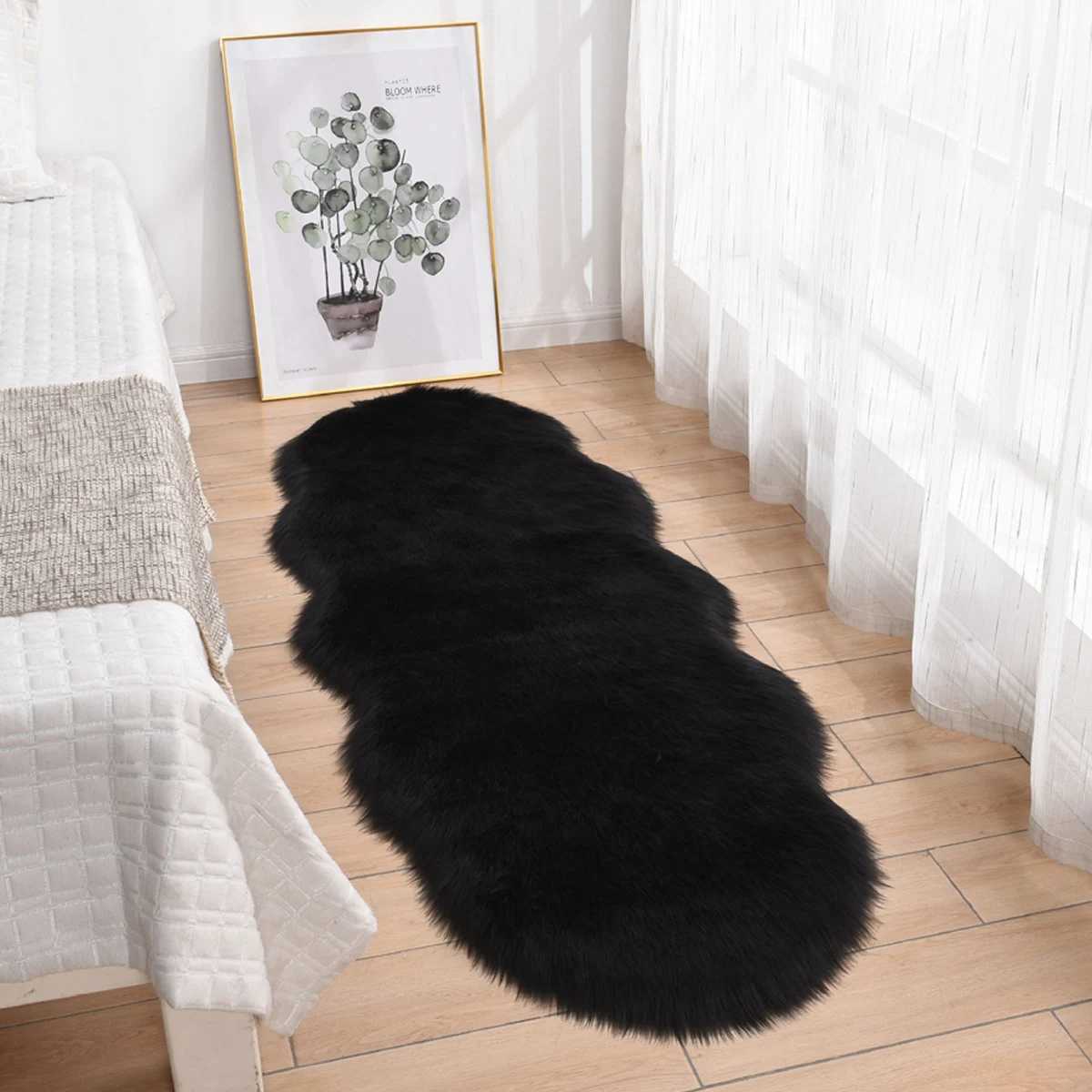 Carpets Plush imitation wool black wave carpet home improvement carpet floor mat kids room carpet floor mat