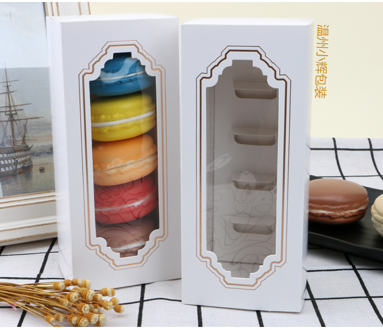 Transparent Macaron Box Drawer Box Chocolate Boxes Cake Boxes Cookies Biscuit White Paper Box 14.5*5.5*5cm Gift Boxes LX47