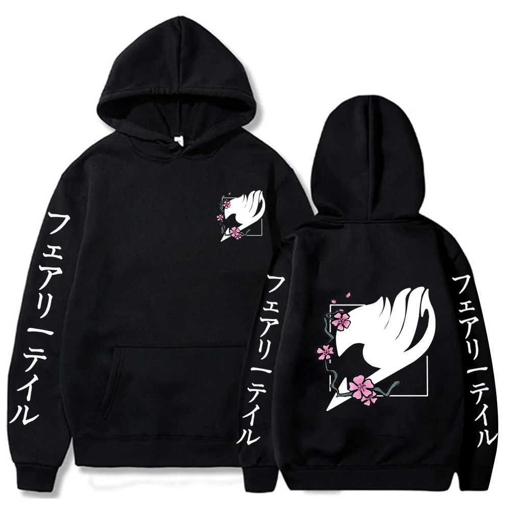 Sweats à capuche pour hommes Sweatshirts Japon Hot Anime Fairy Tail Hommes Femmes Sweat-shirt à manches longues Manga Black Couple surdimensionné Casual Vêtements à capuche 4m3d Y8wd