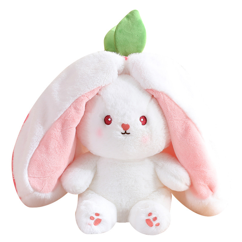 Créatif mignon Fruit transformer lapin en peluche poupée enfants cadeau en peluche fraise lapin carotte lapins en peluche jouets