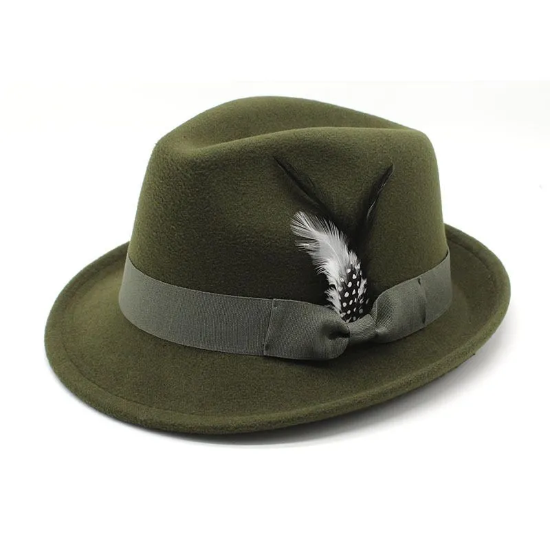 Autumn Winter Fedora Hat Jazz Top Hats for Women Men Fedoras Small Brim Cap Felt Caps Trilby Christmas Party Gift 