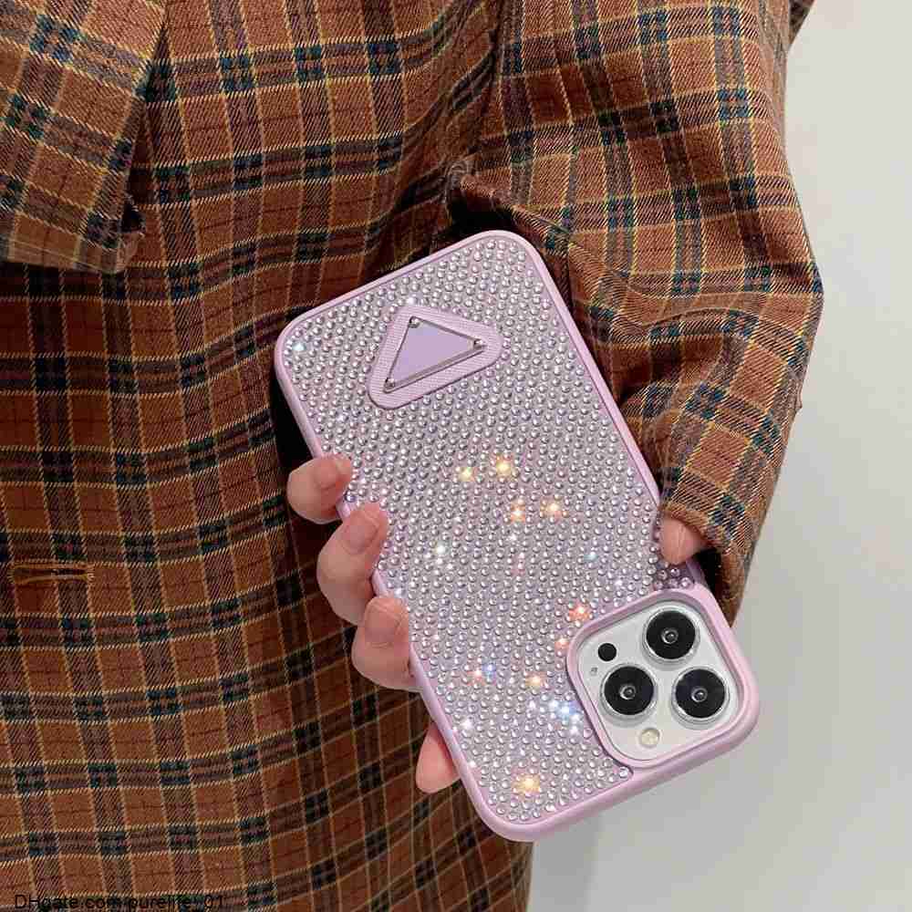 Phone Case Luxury Glitter iPhone Cases For iPhone 15 15 Plus 14 Pro Max 13 12 11 Designer Bling Sparkling Rhinestone Diamond Jewelled 3D Crystal Triangle P Women Cover