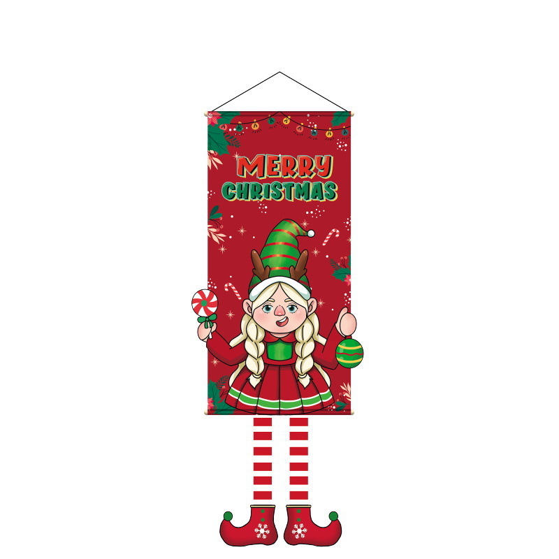 Noel dekorasyonları asılı kumaş asma Noel poster parti dekorasyon malzemeleri sahne yaratıcı çizgi film baskılı arka plan kumaş