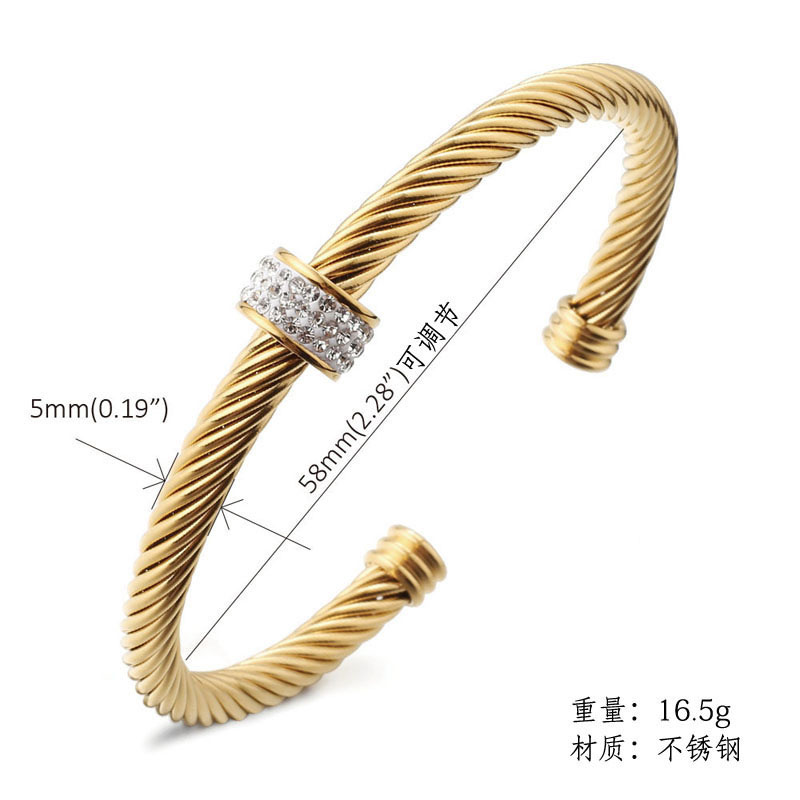 Stainless Steel Cable Wire Bracelet Titanium Wire Stretch C Shape Opening Bracelet Elegant Jewelry