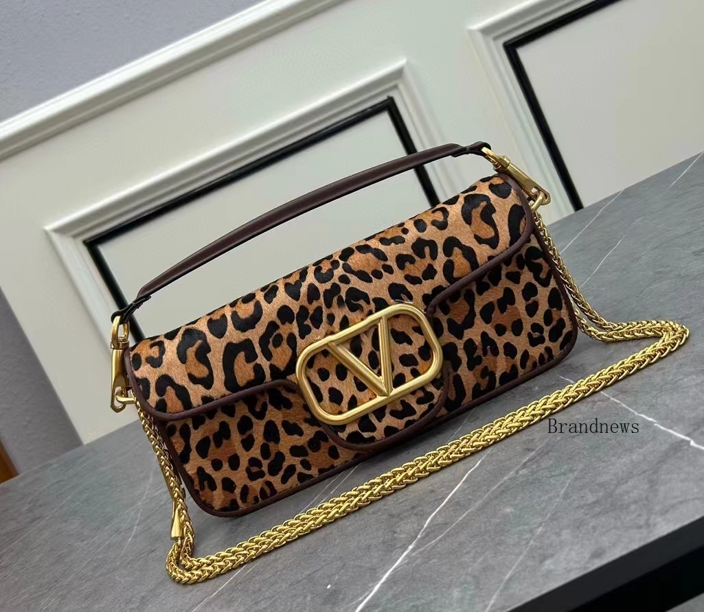 Borse a tracolla con catena in pelle di vacchetta Stampa leopardata zebrata Baguette sotto le ascelle Borsa di lusso Borsa in vera pelle da donna Borsa di marca versatile Pochette a mano di design Miniloco 2534