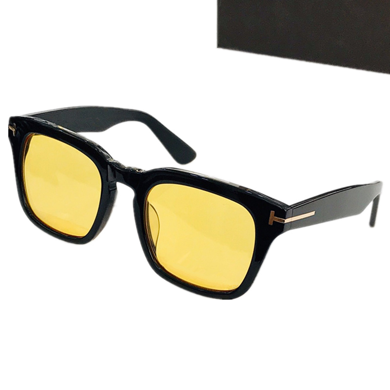 Hochwertige quadratische Euro-AM-Sonnenbrille mit prägnantem Design, UV400, polarisierte Nachtsicht, gelbe, himmelblaue Gläser, Unisex, 50–22, italienischer Plankenrand für verschreibungspflichtiges Komplettset