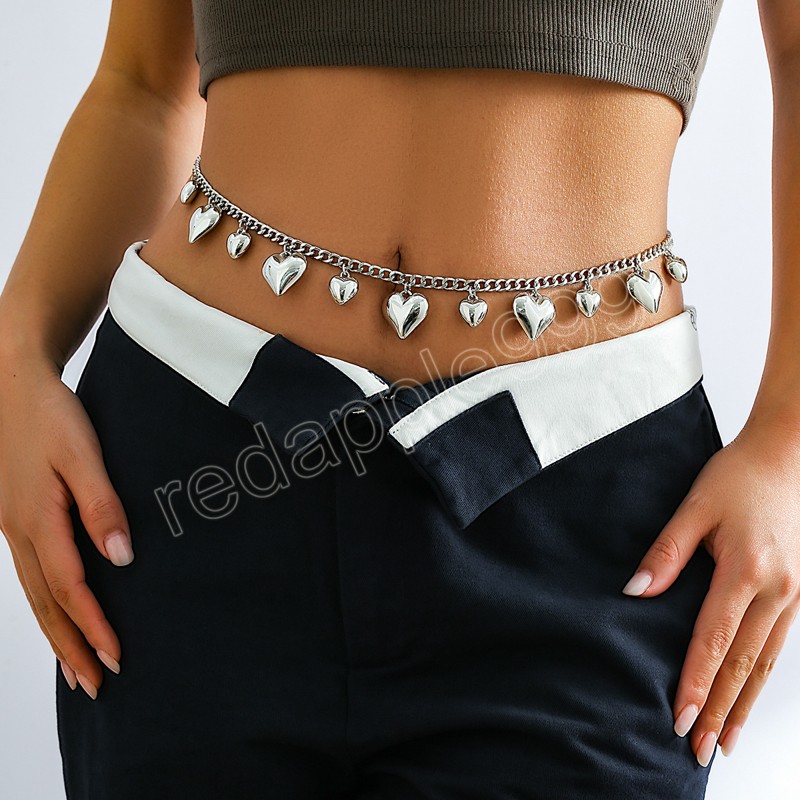 Süße geometrische Herz Anhänger Bauchkette Taille Bauchkette für Frauen Mode sexy Sommer Strand Körperkette Schmuck