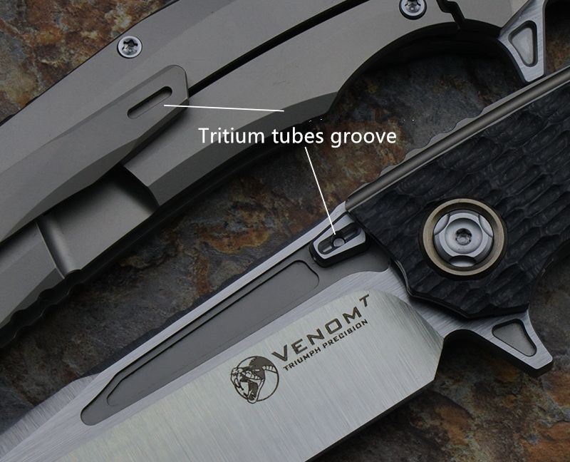 Wenom II Noże polowanie na prezent Tanto Blade Kevin John S30V Blade Titanium Titanium Hałda Składane noże z torbą