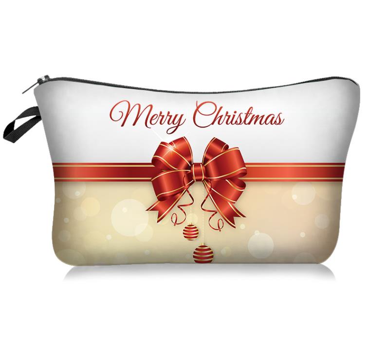 Décorations de Noël Cadeaux du Nouvel An Joyeux Noël Père Noël Bonhomme de neige Impression Sac cosmétique Multifonctionnel Rangement Sacs de maquillage Sac à main SN4511