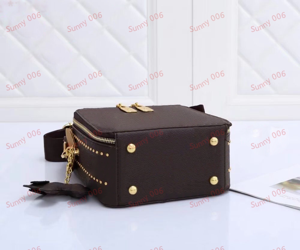 Bolsa de ombro com zíper duplo pequena borla pingente sacola designer impressão grade tronco sacos maleta fita de luxo embrulhado alça única bolsa para laptop