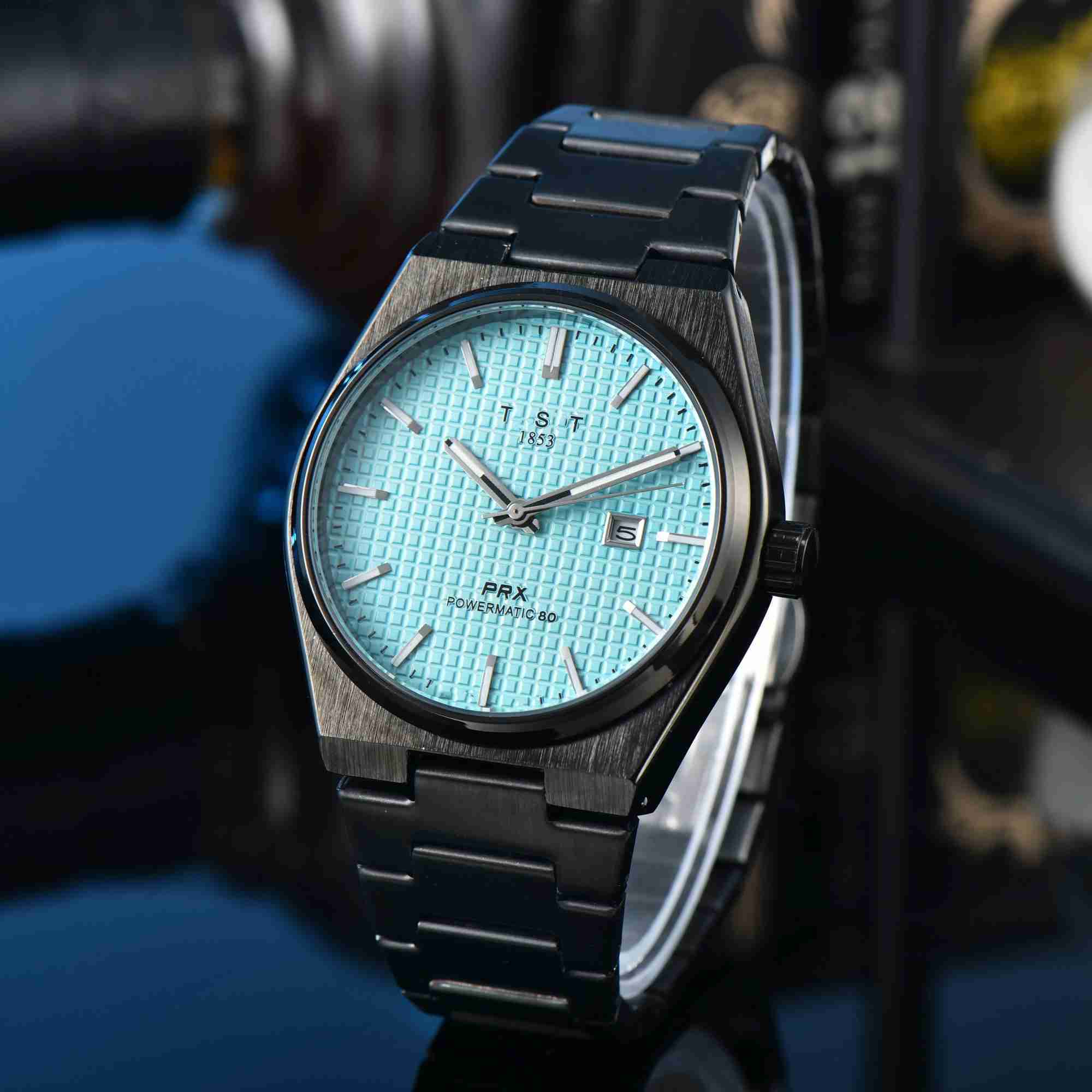 Начатые часы модные часы для мужчин бренд prx Quartz Movement Auto Date Steel Steel Steam Blue White Многочисленные цвета мужские браки231123