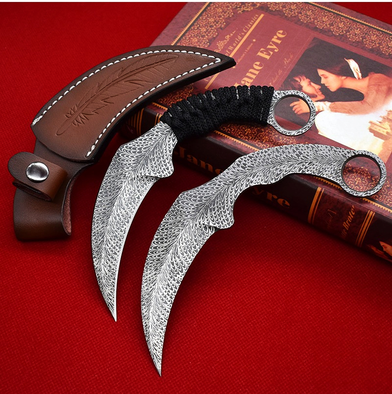 Nova chegada A1901 Karambit Knife 420c Laser Blade Full Tang Paracord Handel