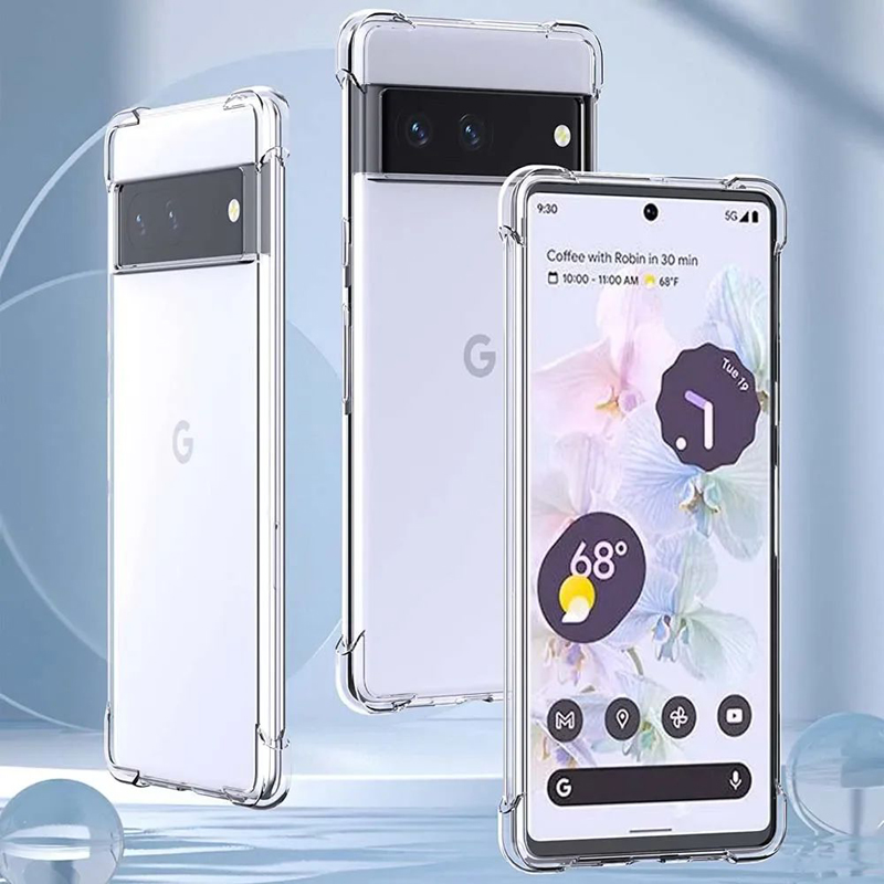 1.5mm Hava Yastığı Yüksek Şeffaf Yumuşak TPU Hava Yastığı Şok geçirmez Kristal Kristal Şeffaf Arka Kapak Google Pixel 8A 8 Pro 7a 7 6a 5a 5A 4 4A XL