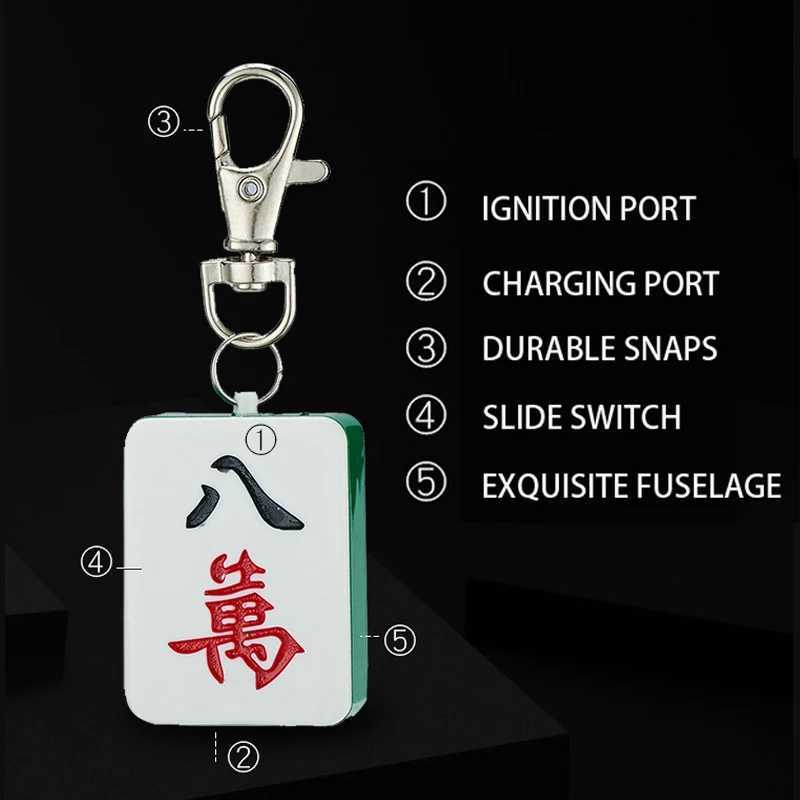 Aanstekers Nieuwe Creatieve Mahjong Stijl USB Aansteker Draagbare Sleutelhanger Accessoires Winddicht Arc Grappig Entertainment Roken Speelgoed