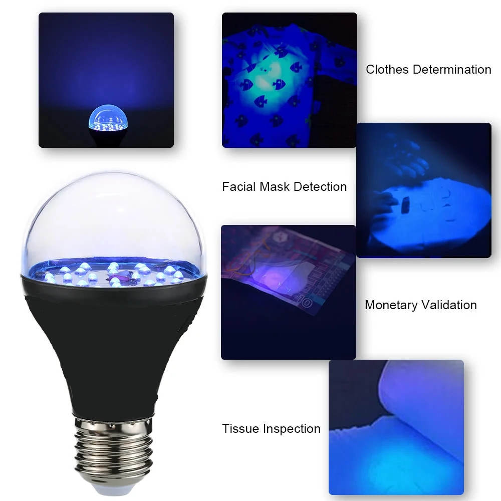 7W 25 lysdioder UV -glödlampa A19 Ultraviolet Blacklight med E27 lampbas