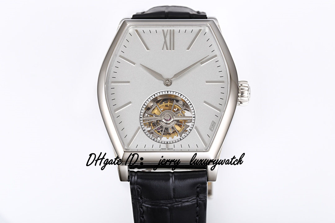 VCR Luxury Men's Watch 30130 Malte Tourbillon Watch, 38x48mm, Yeni Cal.2795 Mekanik Hareket. Safir aynası, şarap fıçısı, gümüş