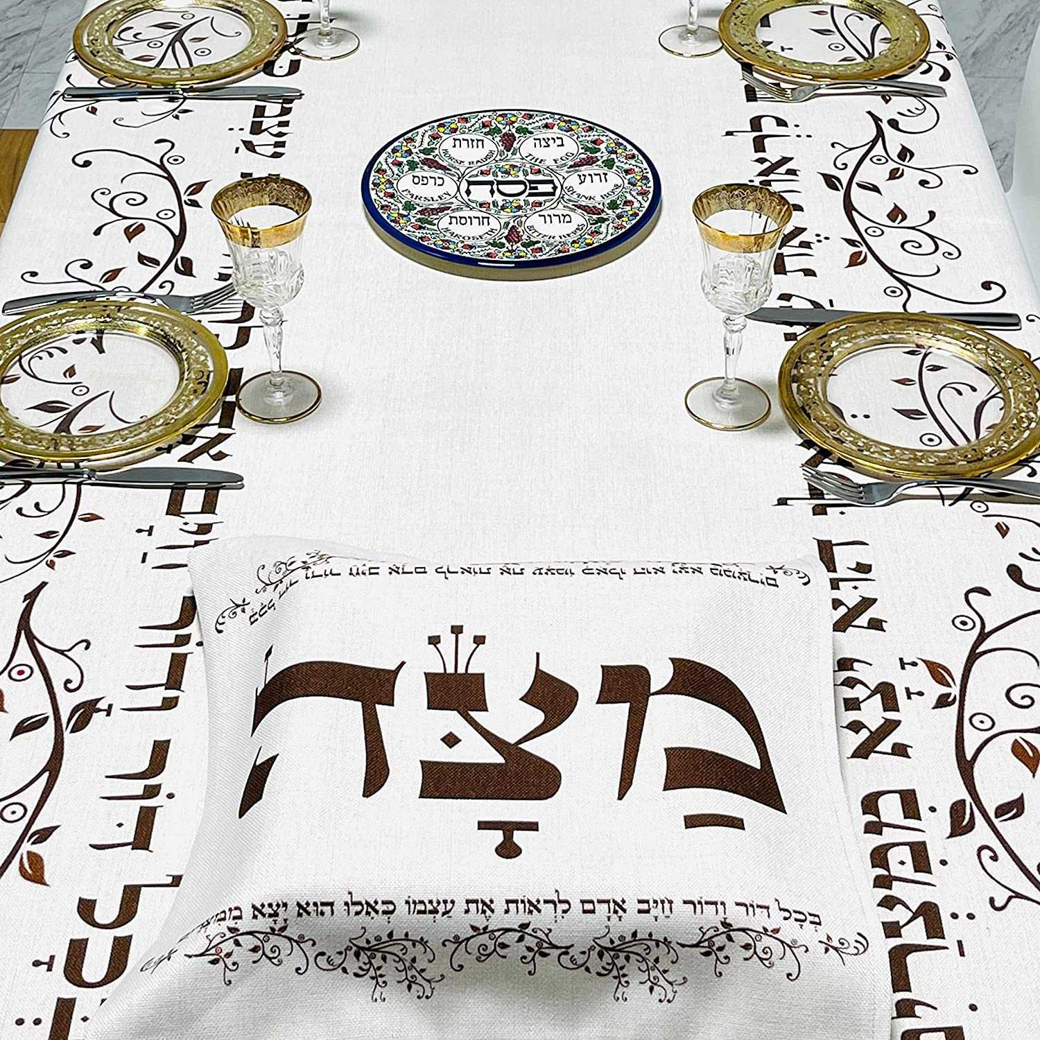 Nieuw gelukkig Pascha Waterdichte tafelkleed Party Decoratie Pesach Seder Je Hebreeuwse rechthoekige tafelkleed voor keuken eetdecoratie