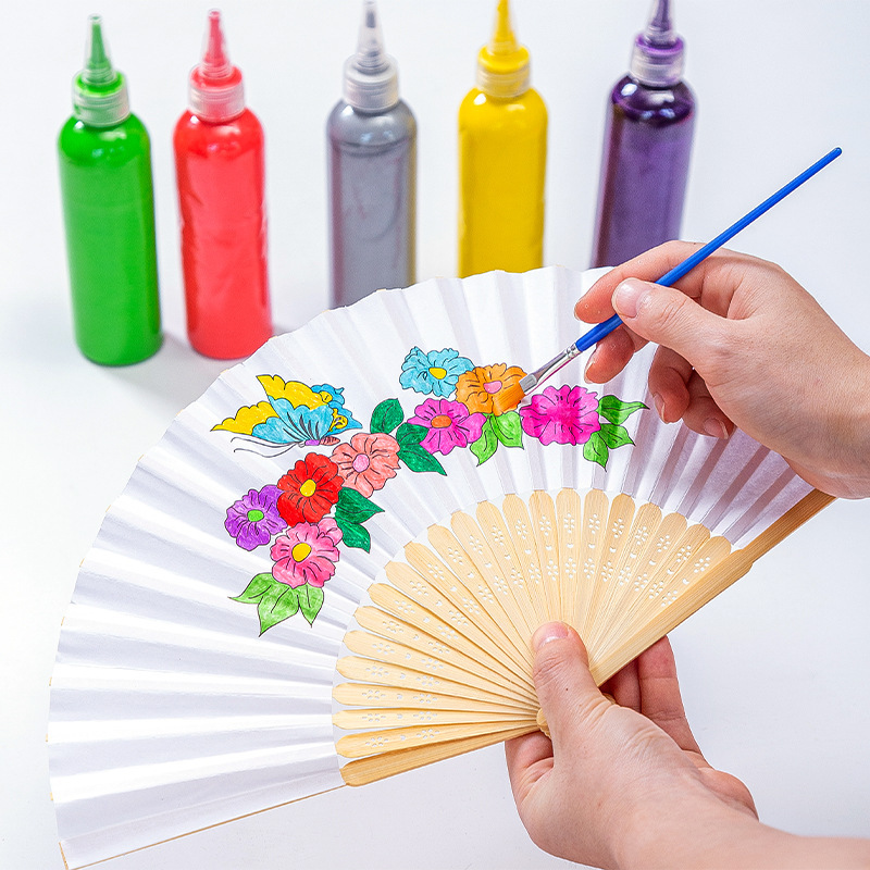 Fãs de papel Hand Hold Paper Fãs dobráveis ​​Fãs Multicolor Fã de Handheld Fã chinês para a DIY Decoration Wedding Dancing Party Summer Summer