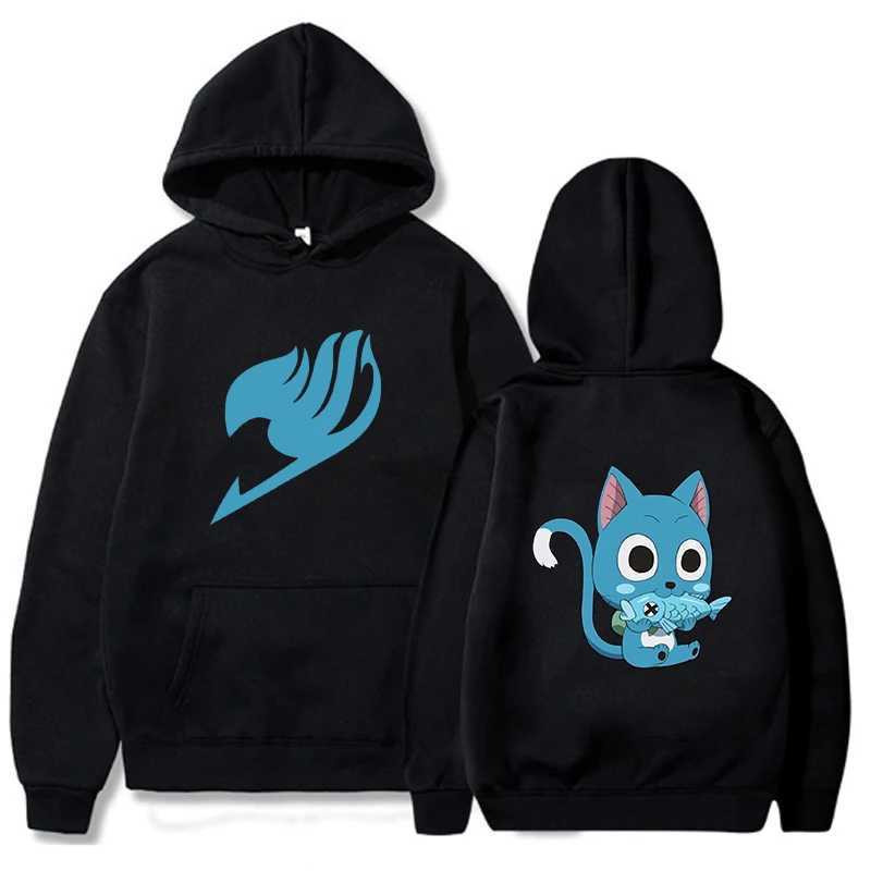 Erkek Hoodies Sweatshirts Japonya Sıcak Anime Peri Kuyruğu Erkekler Kadın Uzun Kollu Sweatshirt Manga Siyah Çift Büyük Boyutlu Günlük Kapüşonlu Kıyafetler 4m3d