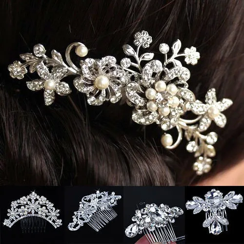 Bridal Wedding Tiaras Stunning Fine Comb Bridal Jewelry Accessories Crystal Pearl Hair Brush utterfly hairpin for bride
